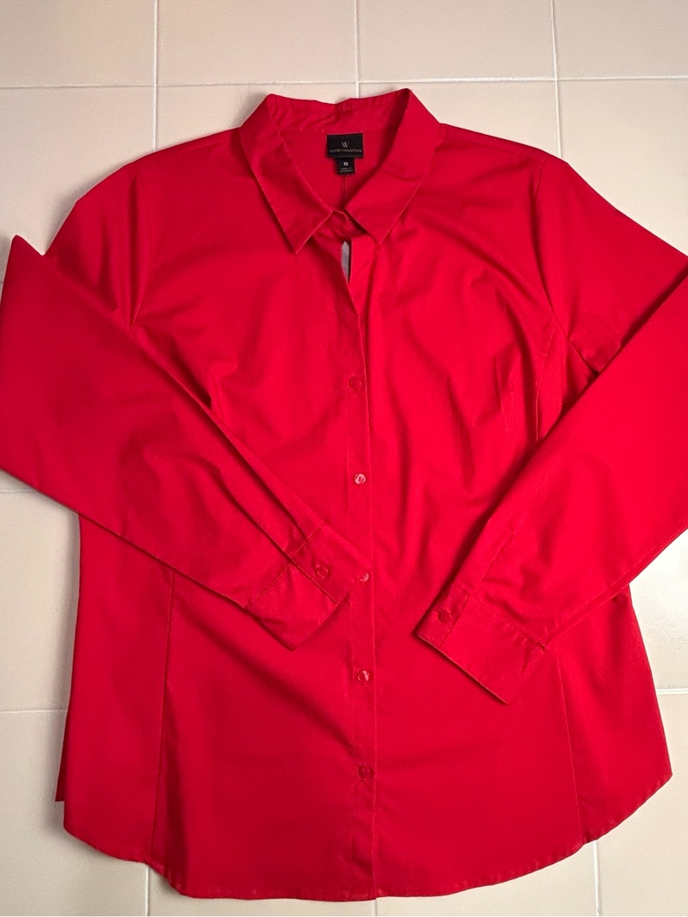 Women’s Worthington Bright Red Classic Button-Down Shirt